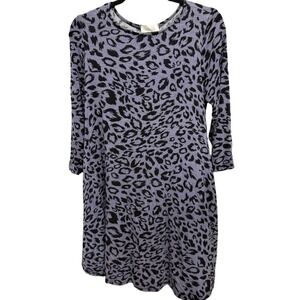 Hourglass Lilly Gray Leopard Cheetah Animal Print Size M/L Long Sleeve Dress NWT